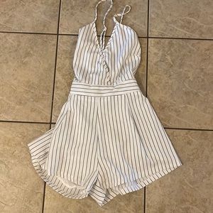 White and Black Romper Size Large